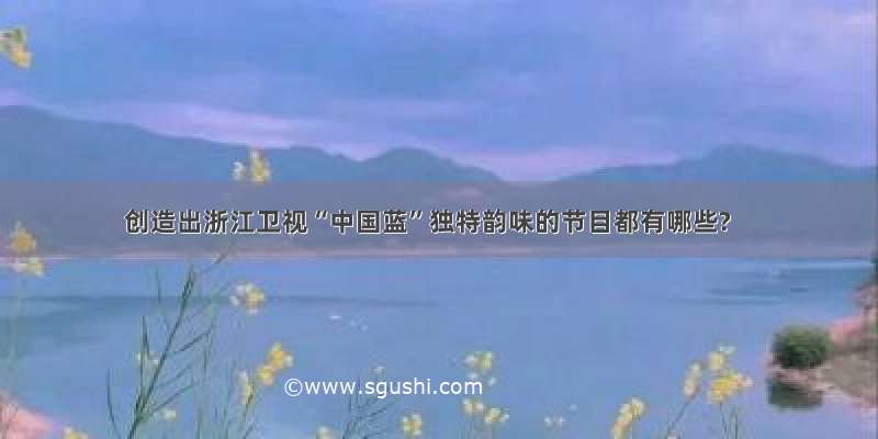 创造出浙江卫视“中国蓝”独特韵味的节目都有哪些?