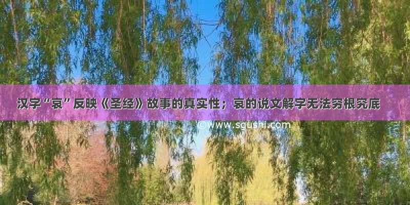 汉字“哀”反映《圣经》故事的真实性；哀的说文解字无法穷根究底