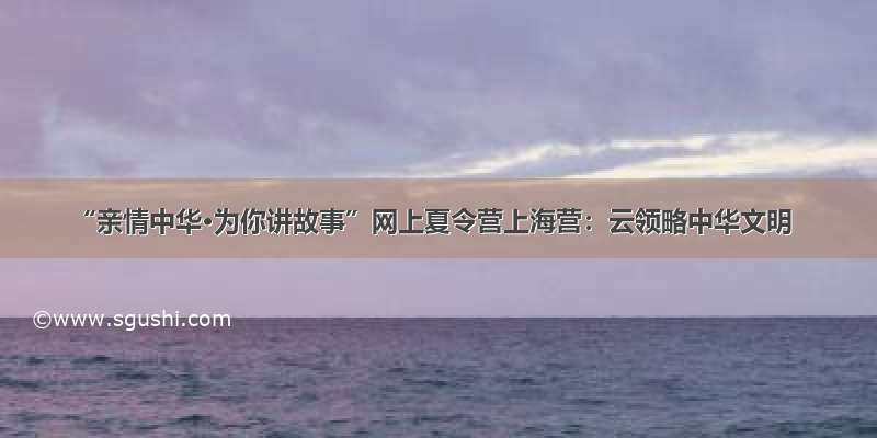 “亲情中华·为你讲故事”网上夏令营上海营：云领略中华文明