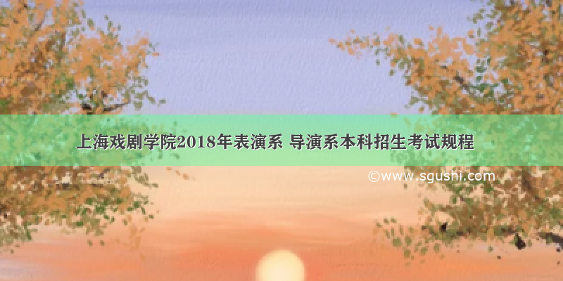 上海戏剧学院2018年表演系 导演系本科招生考试规程