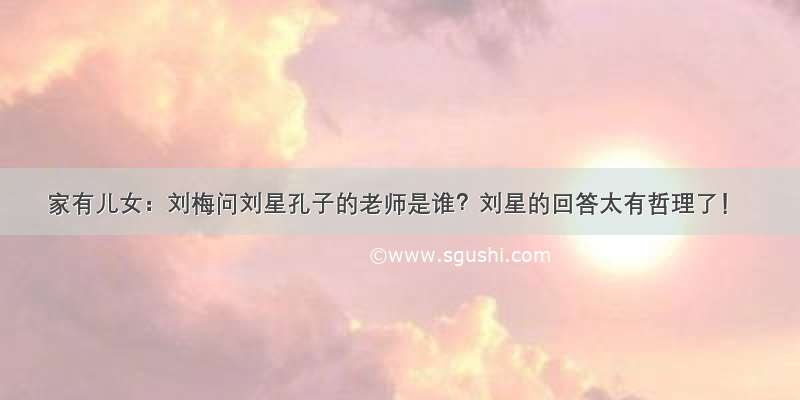 家有儿女：刘梅问刘星孔子的老师是谁？刘星的回答太有哲理了！