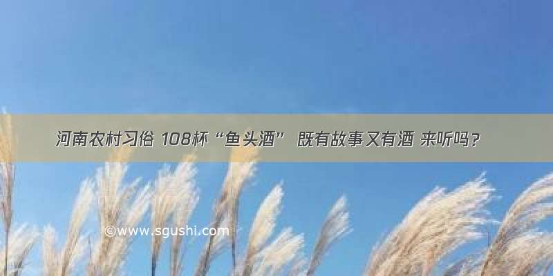 河南农村习俗 108杯“鱼头酒” 既有故事又有酒 来听吗？