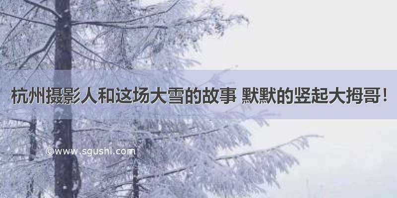 杭州摄影人和这场大雪的故事 默默的竖起大拇哥！