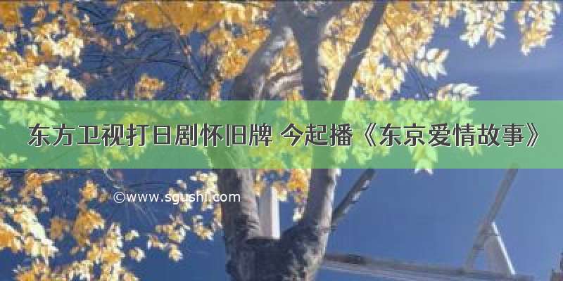 东方卫视打日剧怀旧牌 今起播《东京爱情故事》