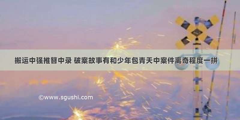 搬运中强推簪中录 破案故事有和少年包青天中案件离奇程度一拼