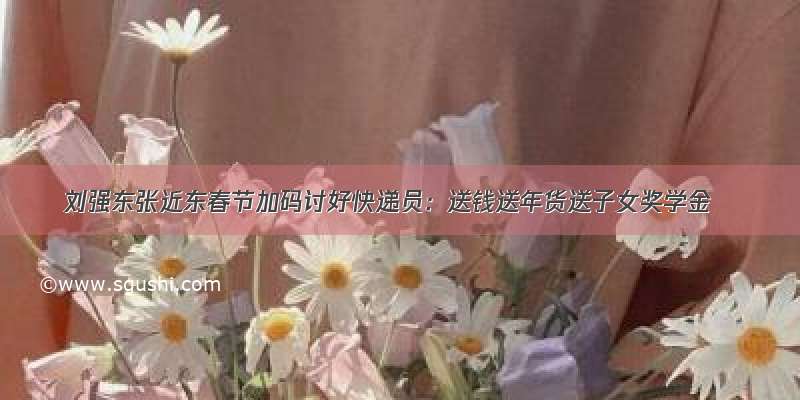 刘强东张近东春节加码讨好快递员：送钱送年货送子女奖学金