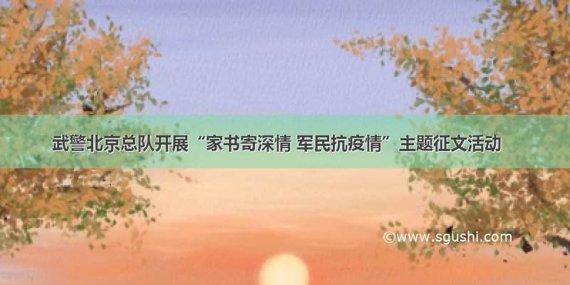 武警北京总队开展“家书寄深情 军民抗疫情”主题征文活动