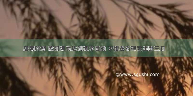 唐朝时期 欧阳询为达到练字目的 不惜在石碑旁坐卧三日