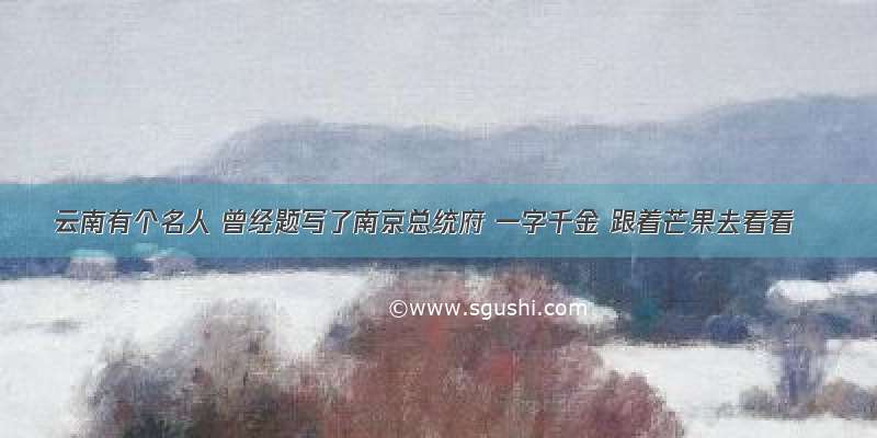 云南有个名人 曾经题写了南京总统府 一字千金 跟着芒果去看看