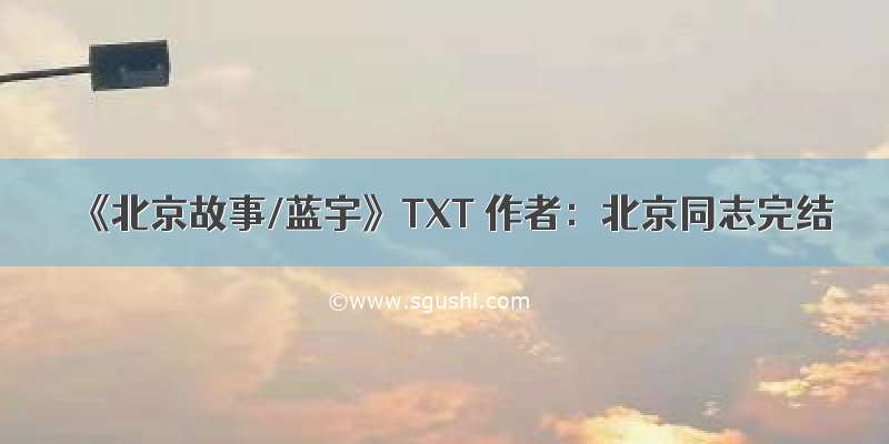 《北京故事/蓝宇》TXT 作者：北京同志完结