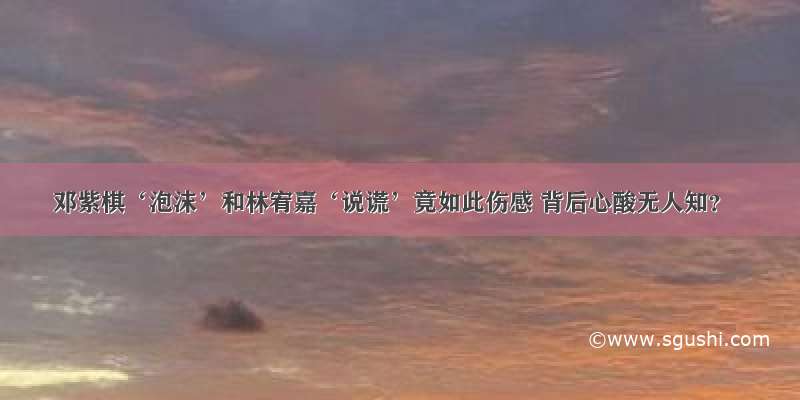 邓紫棋‘泡沫’和林宥嘉‘说谎’竟如此伤感 背后心酸无人知？