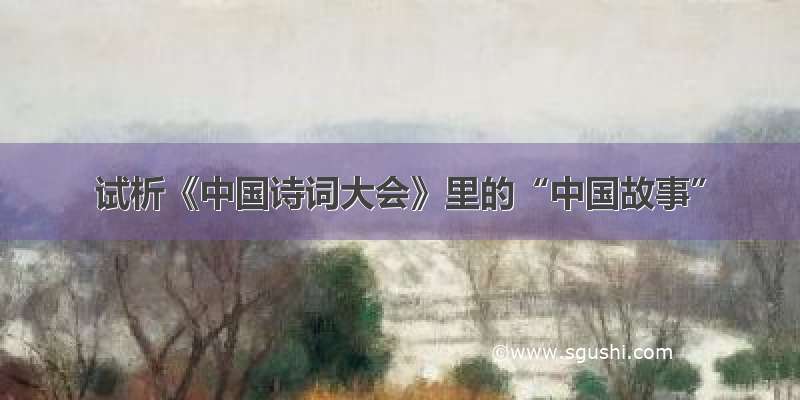 试析《中国诗词大会》里的“中国故事”