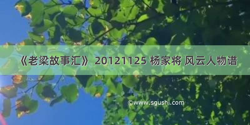 《老梁故事汇》 20121125 杨家将 风云人物谱