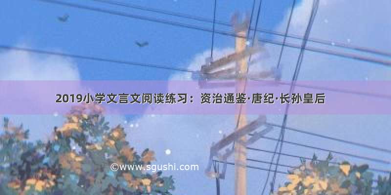 2019小学文言文阅读练习：资治通鉴·唐纪·长孙皇后